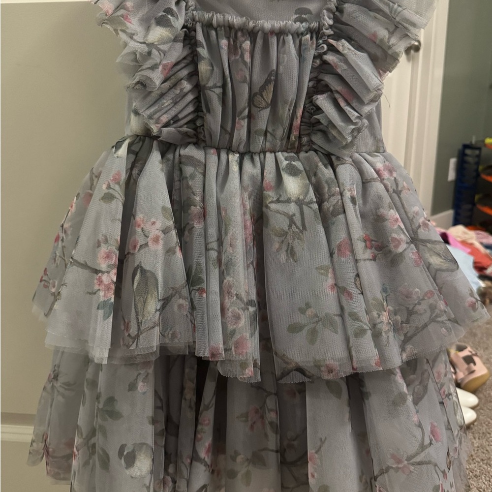 MonnaLisa Elegant Gray and Pink Layered Dress